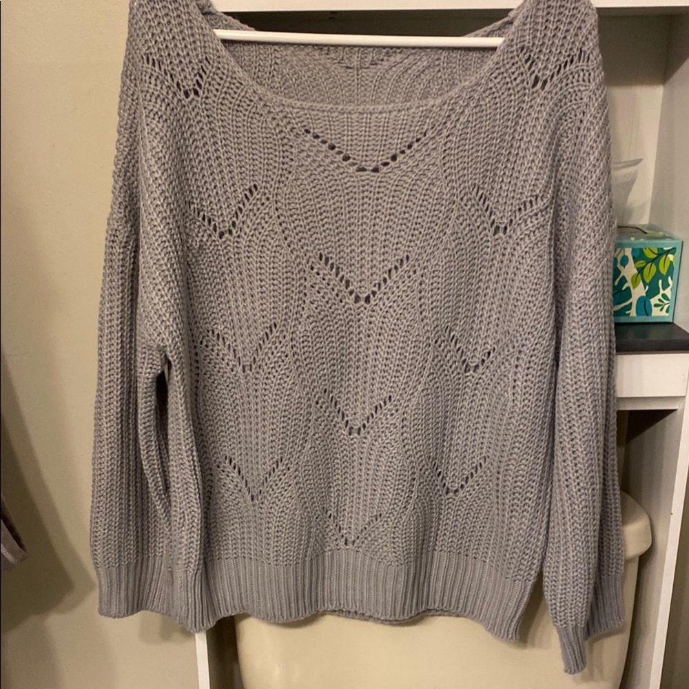 Elegant Gray Women's Knit Sweater